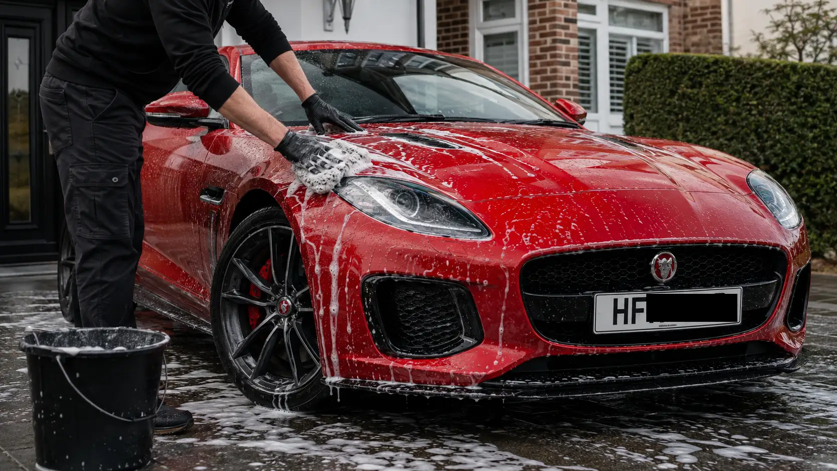 Jaguar being professionally valeted